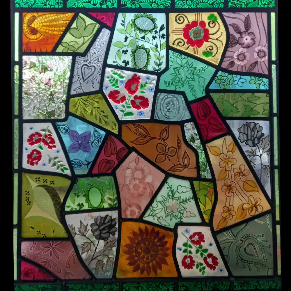 Summerhouse Patchwork — stained glass by Ginkgo Glass