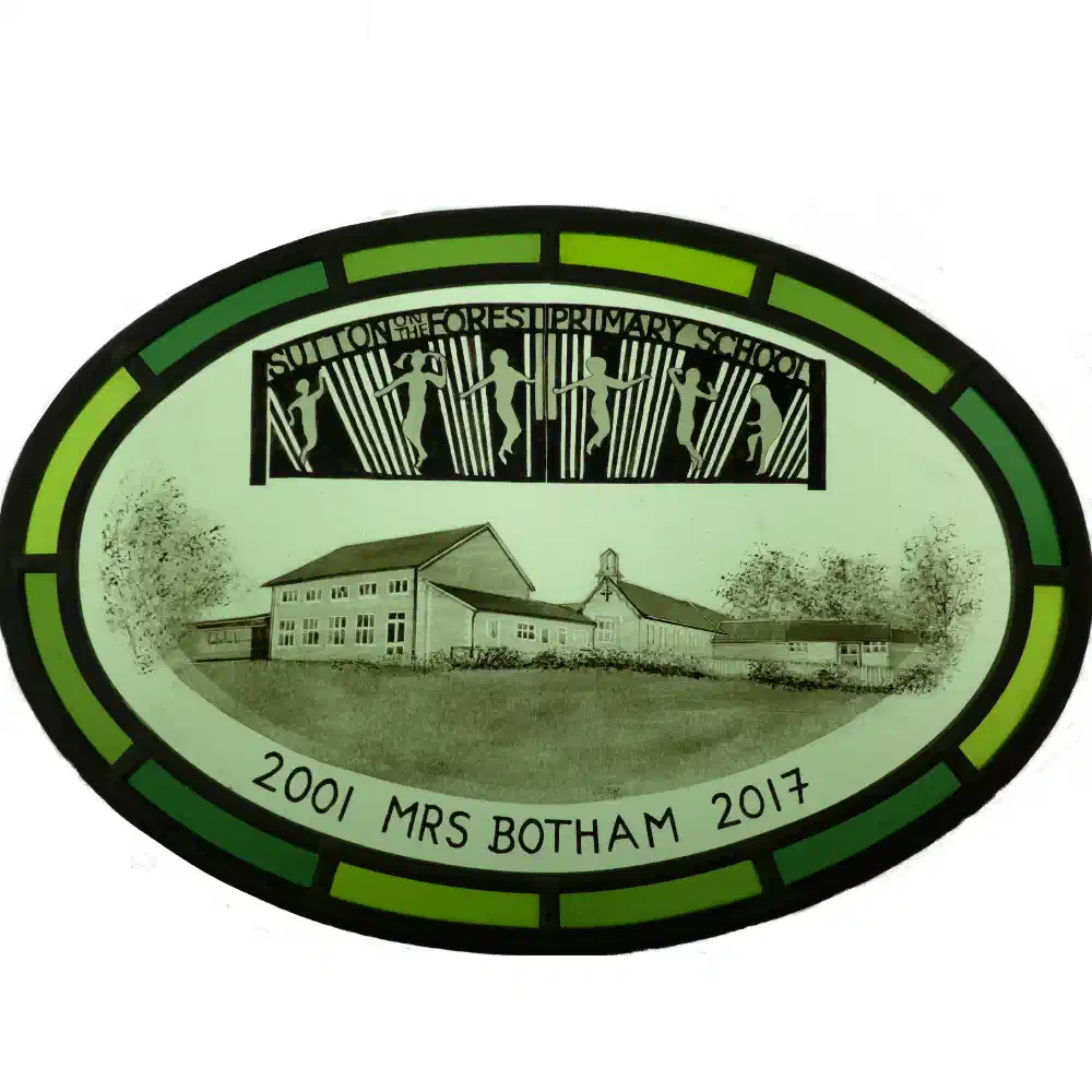 School Gates — stained glass by Ginkgo Glass