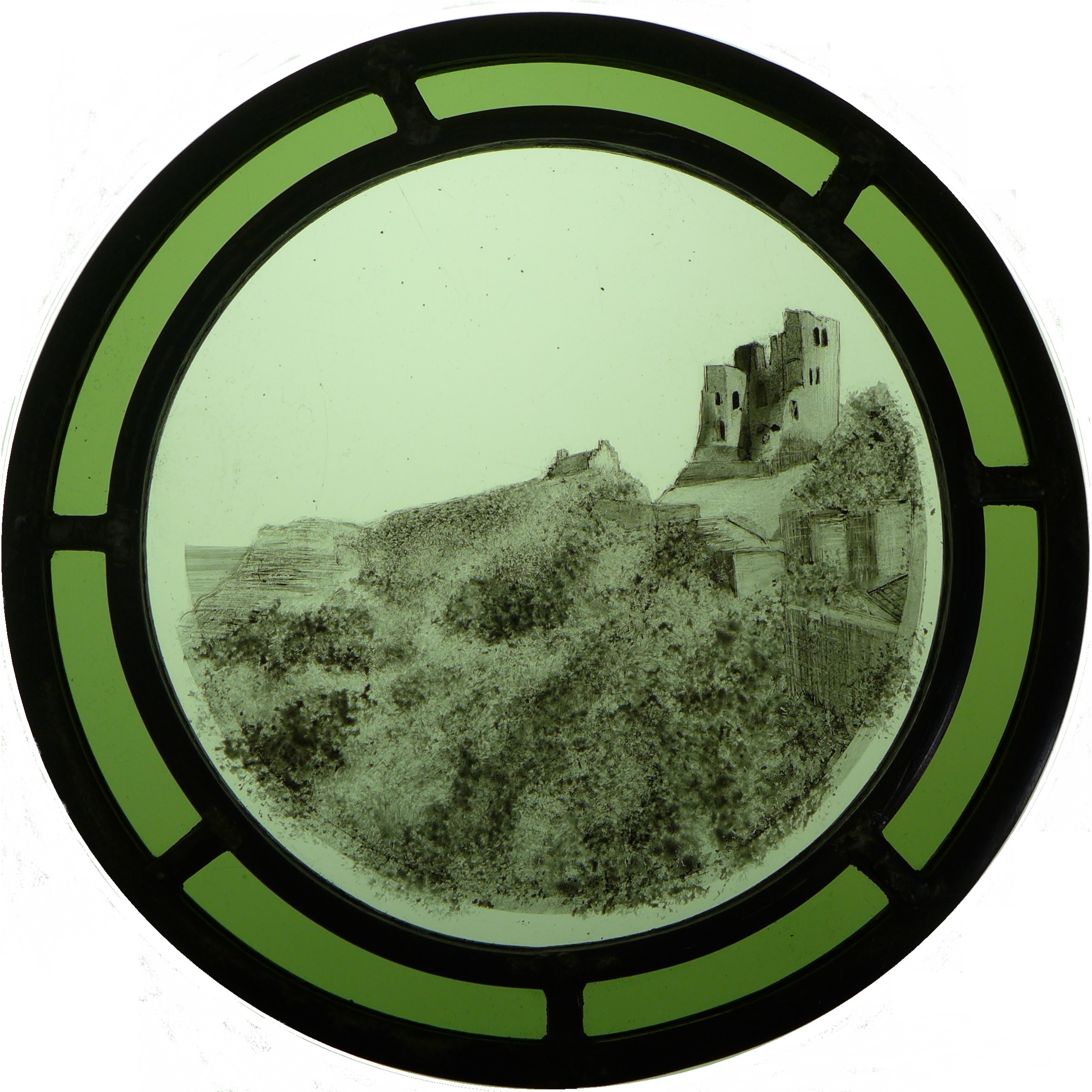 Castle Landscape Roundel — stained glass by Eleanor Carr