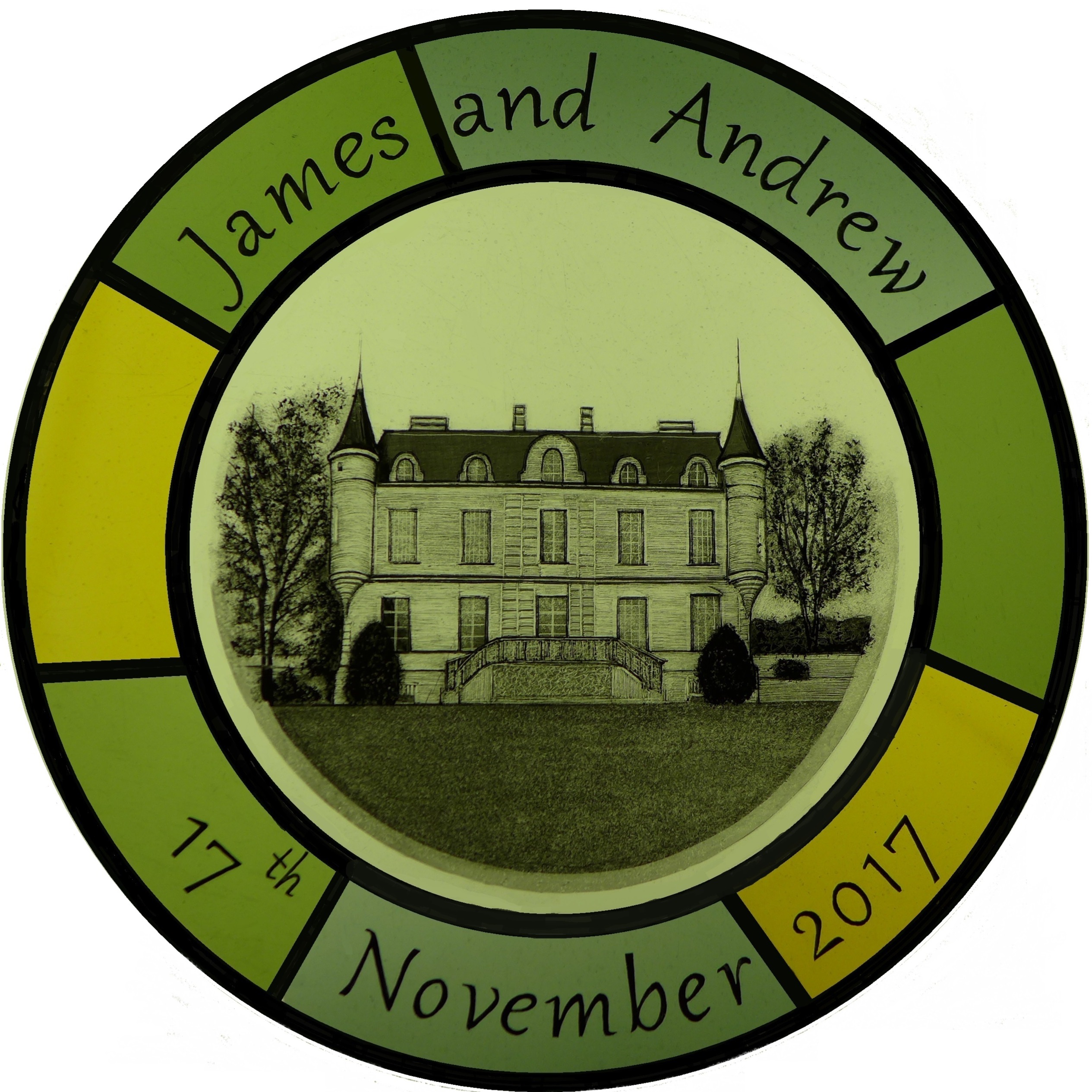 Wedding Roundel — Château — stained glass by Eleanor Carr